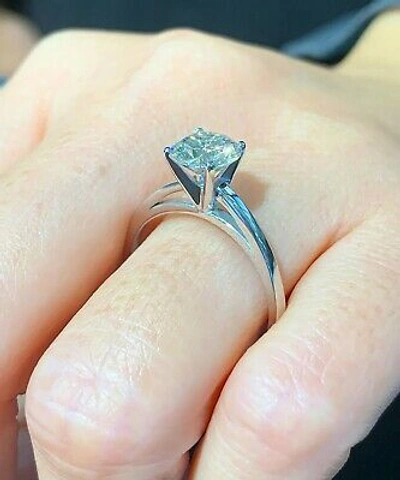 Pre-owned Knr Gia Certified 14k Solid White Gold Round Cut Diamond Engagement Ring 1.00ctw