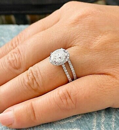 Pre-owned Gia Certified 14k Solid White Gold Oval Cut Diamond Engagement Ring Halo 1.90ct