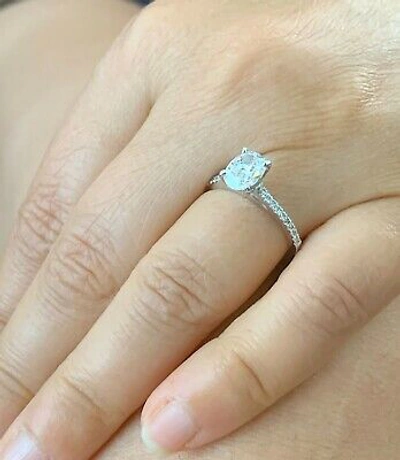 Pre-owned Knr Gia Certified 14k Solid White Gold Oval Cut Diamond Engagement Ring 1.70ctw