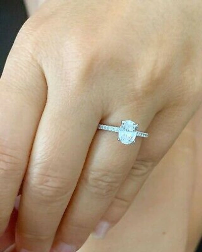Pre-owned Knr Gia Certified 14k Solid White Gold Oval Cut Diamond Engagement Ring 1.70ctw