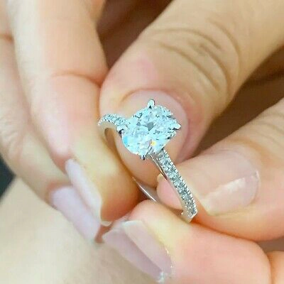 Pre-owned Knr Gia Certified 14k Solid White Gold Oval Cut Diamond Engagement Ring 1.70ctw