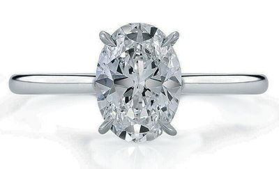 Pre-owned Tiffany & Co Gia Certified 2.50 Ct Oval Cut Diamond Engagement Solitaire Ring 18k White Gold In H (near Colorless)