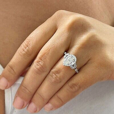 Pre-owned Gia Certified 14k Solid White Gold Pear Cut Diamond Engagement Ring Halo 2.50ctw In White/colorless
