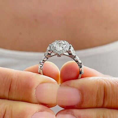 Pre-owned Gia Certified 14k Solid White Gold Pear Cut Diamond Engagement Ring Halo 2.50ctw In White/colorless