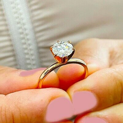 Pre-owned Knr Gia Certified 14k Solid Rose Gold Round Cut Diamond Engagement Ring 1.00ct In White