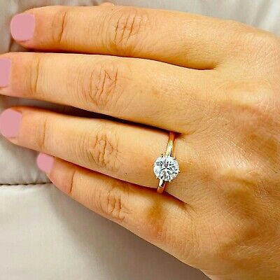 Pre-owned Knr Gia Certified 14k Solid Rose Gold Round Cut Diamond Engagement Ring 1.00ct In White