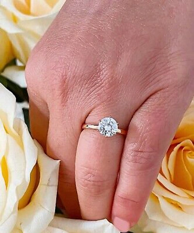 Pre-owned Knr Gia Certified 14k Solid Rose Gold Round Cut Diamond Engagement Ring 1.00ct In White