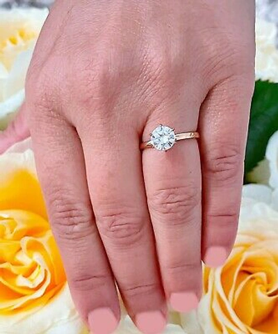 Pre-owned Knr Gia Certified 14k Solid Rose Gold Round Cut Diamond Engagement Ring 1.00ct In White