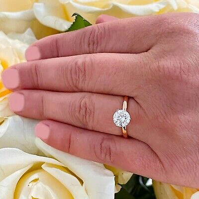 Pre-owned Knr Gia Certified 14k Solid Rose Gold Round Cut Diamond Engagement Ring 1.00ct In White