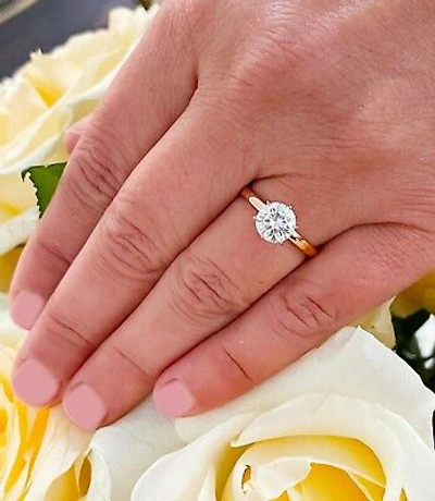 Pre-owned Knr Gia Certified 14k Solid Rose Gold Round Cut Diamond Engagement Ring 1.00ct In White