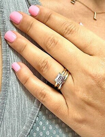 Pre-owned Knr Gia Certified 14k Solid Yellow Gold Emerald Cut Diamond Engagement Ring 1.50ct In White