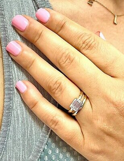 Pre-owned Knr Gia Certified 14k Solid Yellow Gold Emerald Cut Diamond Engagement Ring 1.50ct In White