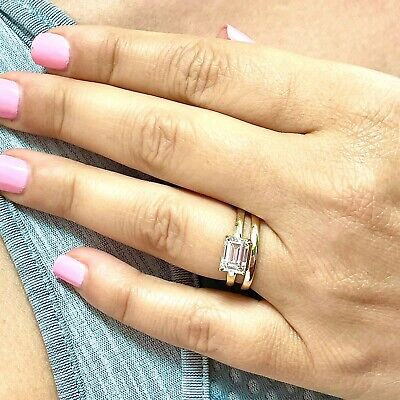 Pre-owned Knr Gia Certified 14k Solid Yellow Gold Emerald Cut Diamond Engagement Ring 1.50ct In White