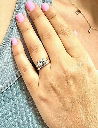 Pre-owned Knr Gia Certified 14k Solid Yellow Gold Emerald Cut Diamond Engagement Ring 1.50ct In White