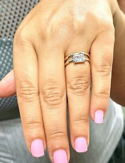 Pre-owned Knr Gia Certified 14k Solid Yellow Gold Emerald Cut Diamond Engagement Ring 1.50ct In White