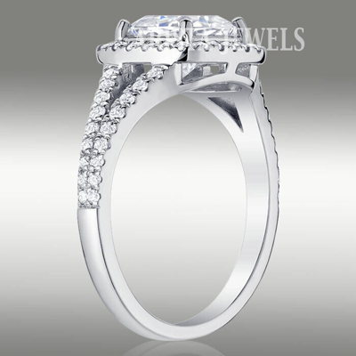 Pre-owned Arista Jewels 1.90 Ct Cushion Cut Forever Moissanite Halo Engagement Ring 14k Solid White Gold