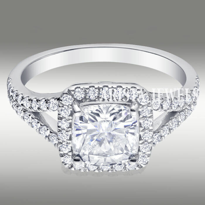 Pre-owned Arista Jewels 1.90 Ct Cushion Cut Forever Moissanite Halo Engagement Ring 14k Solid White Gold