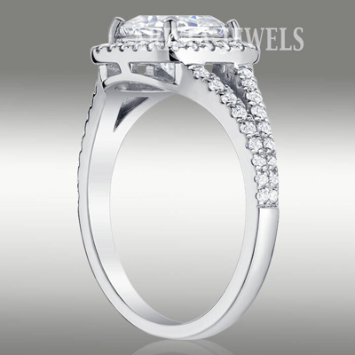 Pre-owned Arista Jewels 1.90 Ct Cushion Cut Forever Moissanite Halo Engagement Ring 14k Solid White Gold
