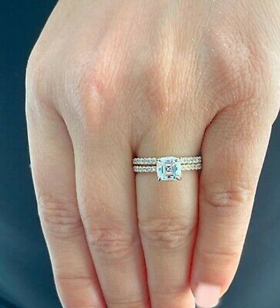 Pre-owned Knr Gia Certified 14k Solid Yellow Gold Asscher Cut Diamond Engagement Ring 1.50ctw In White