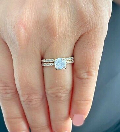 Pre-owned Knr Gia Certified 14k Solid Yellow Gold Asscher Cut Diamond Engagement Ring 1.50ctw In White