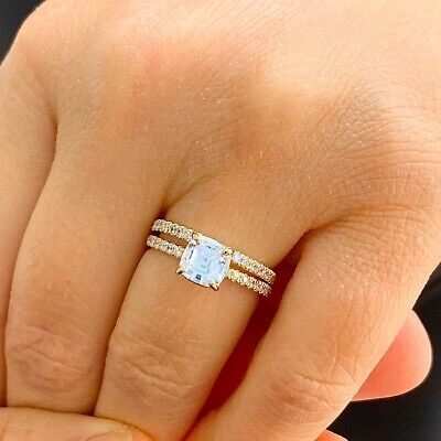 Pre-owned Knr Gia Certified 14k Solid Yellow Gold Asscher Cut Diamond Engagement Ring 1.50ctw In White