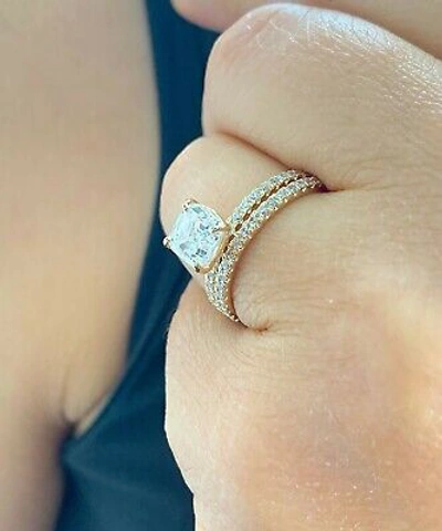 Pre-owned Knr Gia Certified 14k Solid Yellow Gold Asscher Cut Diamond Engagement Ring 1.50ctw In White