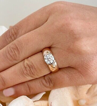 Pre-owned Gia Certified 14k Solid Rose Gold Round Cut Diamond Engagement Ring Bezel 1.20ct In White