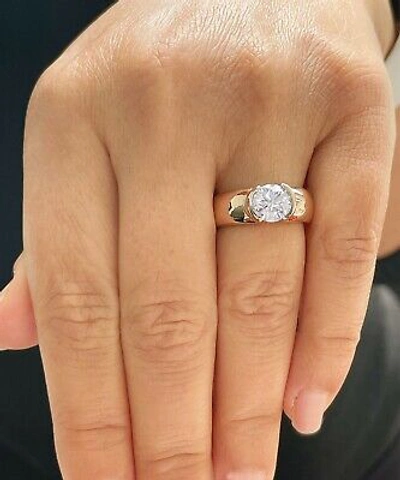 Pre-owned Gia Certified 14k Solid Rose Gold Round Cut Diamond Engagement Ring Bezel 1.20ct In White