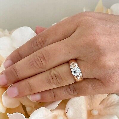 Pre-owned Gia Certified 14k Solid Rose Gold Round Cut Diamond Engagement Ring Bezel 1.20ct In White