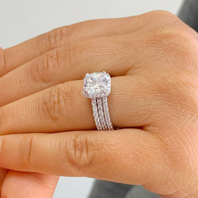 Pre-owned Knr Igi Certified 14k Solid White Gold Cushion Cut Diamond Engagement Rings 3.50ctw