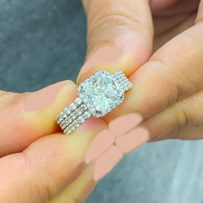 Pre-owned Knr Igi Certified 14k Solid White Gold Cushion Cut Diamond Engagement Rings 3.50ctw