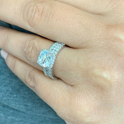 Pre-owned Knr Igi Certified 14k Solid White Gold Cushion Cut Diamond Engagement Rings 3.50ctw