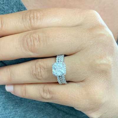 Pre-owned Knr Igi Certified 14k Solid White Gold Cushion Cut Diamond Engagement Rings 3.50ctw