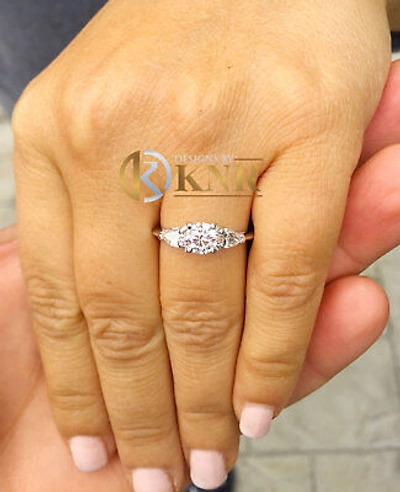 Pre-owned Knr Inc 14k White Gold Round And Pear Forever One Moissanite Engagement Ring 1.50ctw