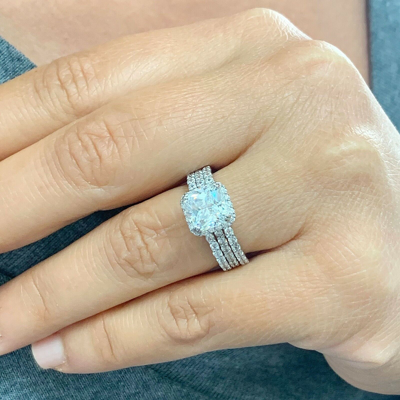 Pre-owned Knr Igi Certified 14k Solid White Gold Cushion Cut Diamond Engagement Rings 3.50ctw