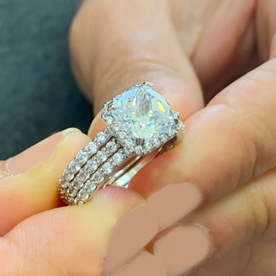 Pre-owned Knr Igi Certified 14k Solid White Gold Cushion Cut Diamond Engagement Rings 3.50ctw