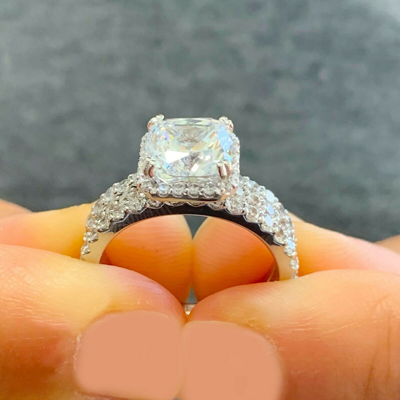 Pre-owned Knr Igi Certified 14k Solid White Gold Cushion Cut Diamond Engagement Rings 3.50ctw