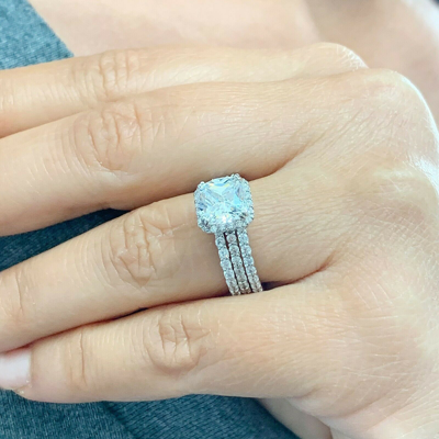 Pre-owned Knr Igi Certified 14k Solid White Gold Cushion Cut Diamond Engagement Rings 3.50ctw