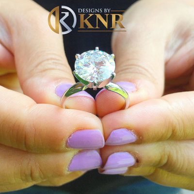 Pre-owned Knr Inc 14k White Gold 5.00 Carat Moissanite Solitaire Ring Six Prong Propose Promise