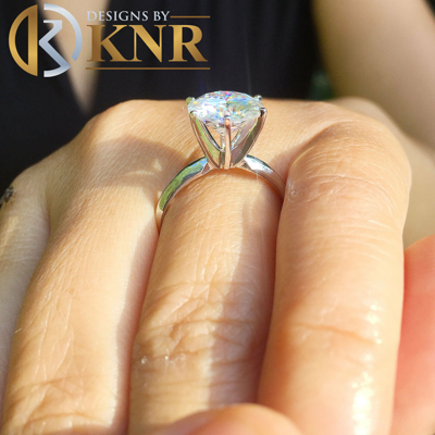 Pre-owned Knr Inc 14k White Gold 5.00 Carat Moissanite Solitaire Ring Six Prong Propose Promise