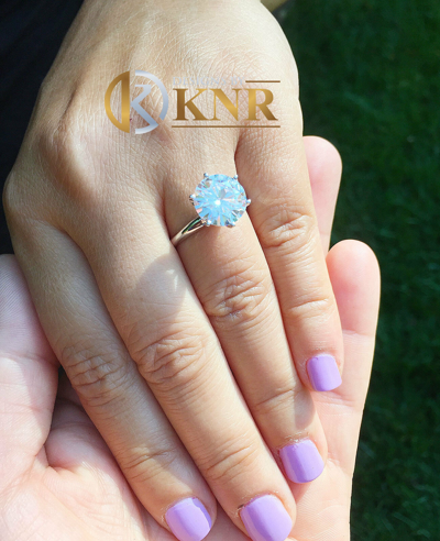 Pre-owned Knr Inc 14k White Gold 5.00 Carat Moissanite Solitaire Ring Six Prong Propose Promise