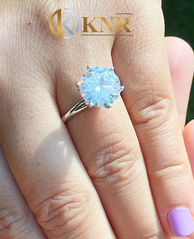 Pre-owned Knr Inc 14k White Gold 5.00 Carat Moissanite Solitaire Ring Six Prong Propose Promise