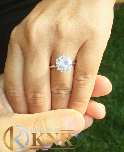 Pre-owned Knr Inc 14k White Gold 5.00 Carat Moissanite Solitaire Ring Six Prong Propose Promise