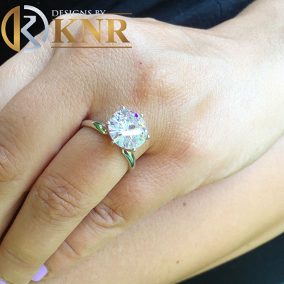 Pre-owned Knr Inc 14k White Gold 5.00 Carat Moissanite Solitaire Ring Six Prong Propose Promise