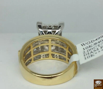 Pre-owned Globalwatches10 2ct Ladies Diamond Ring Real 10k Yellow Gold Diamond Cinderella Style Baguettes In G-i