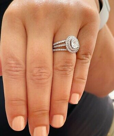 Pre-owned Gia Certified 14k Solid White Gold Oval Cut Diamond Engagement Ring Halo 2.30ct