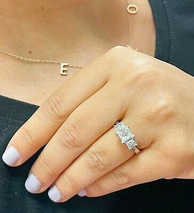 Pre-owned Knr Gia Certified 14k Solid White Gold Princess Cut Diamond Engagement Ring 2.50ct
