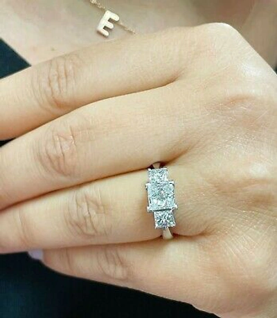 Pre-owned Knr Gia Certified 14k Solid White Gold Princess Cut Diamond Engagement Ring 2.50ct