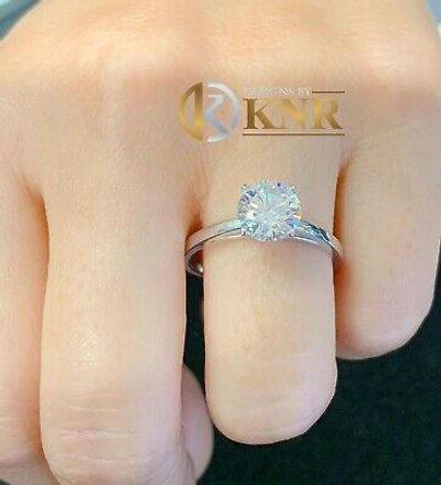 Pre-owned Knr 14k White Gold Round Cut Diamond Engagement Ring Solitaire Prong Bridal 0.70ct