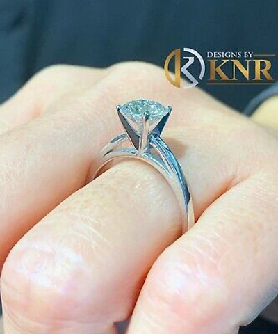 Pre-owned Knr 14k White Gold Round Cut Diamond Engagement Ring Solitaire Prong Bridal 0.70ct